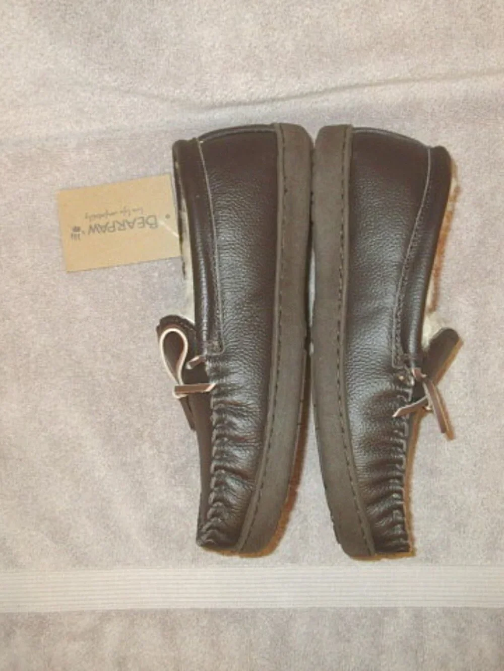 Bearpaw Mach IV Men's Moccasin Slippers Size 10 Leather Sheepskin In & Out NW